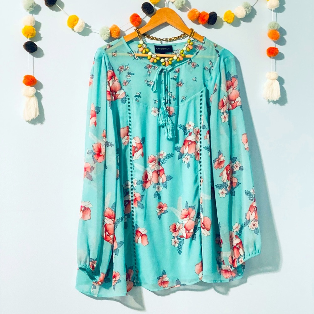 Lane Bryant Floral Tie Neck Tunic